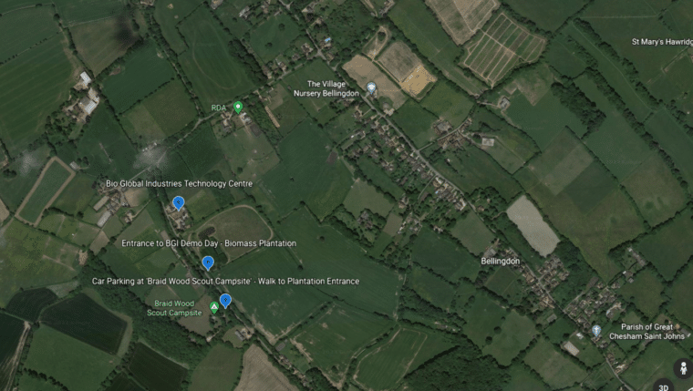 Google Earth map of the various locations for the BGI Demo Event