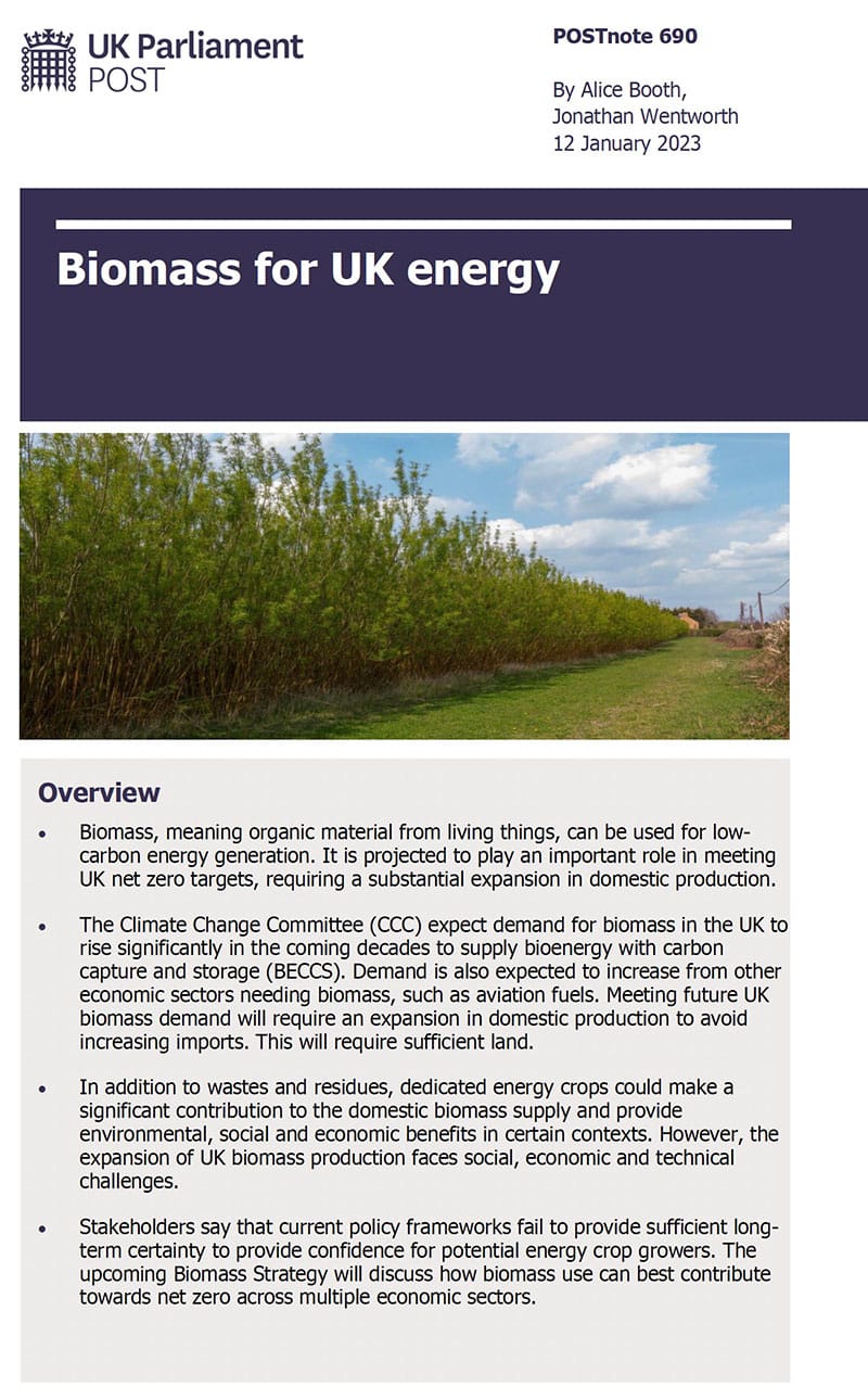 Biomass For UK Energy POSTNote