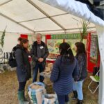 Harriet Trewin, Head of Bioscience for Sustainable Agriculture & Food at BBSRC speaking with members of the IBERS Miscanthus team at the Grassland and Muck event.