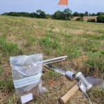 Coring equipment and bagged sample at a sampling location at the BGI Demonstrator Hub site.