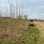 Mowing aisles in the Willow plot, Chesham, March 2025