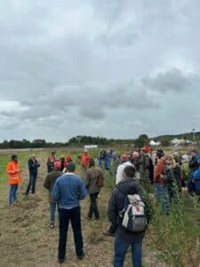A good crowd on the first day of the show for the Farm Walk: Using Coppiced Willows in Productive Agroforestry Systems.